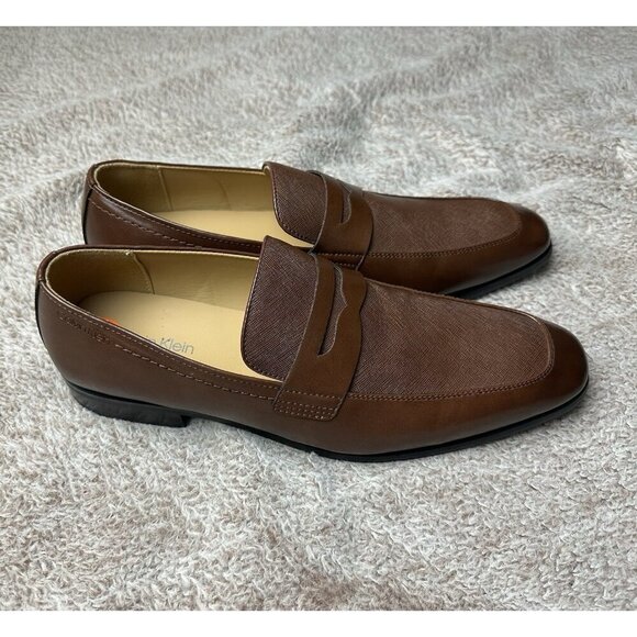 Calvin Klein Junberg Brown Leather Penny Loafers Men\'s Dress Shoes NWOB main image 10